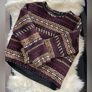 Zara Long Sleeve Print Sweater Size XS